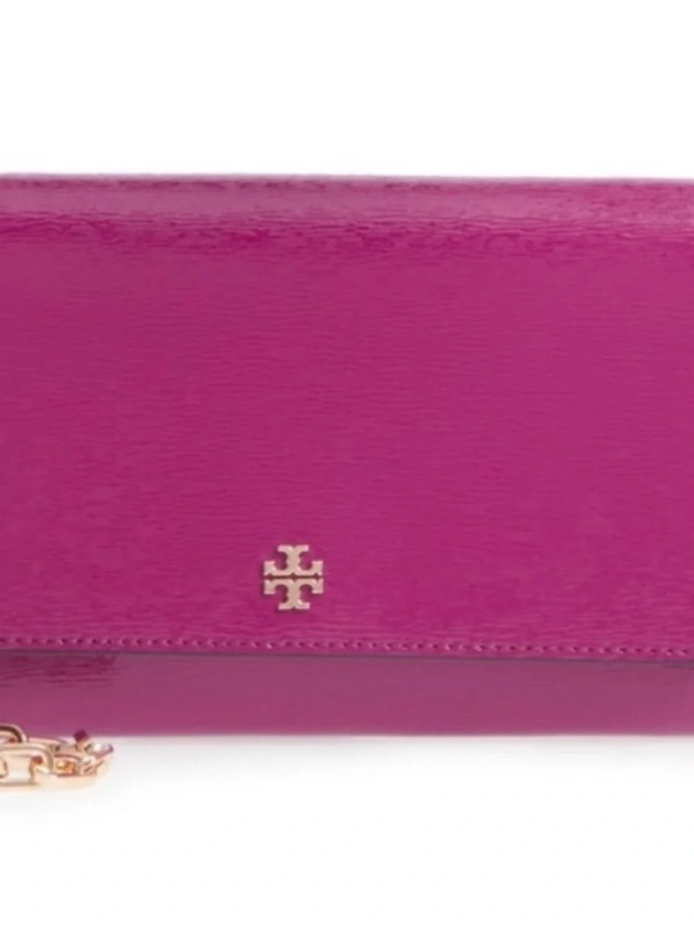 Tory Burch Fuchsia Convertible Leather Wallet Bag with Gold Logo